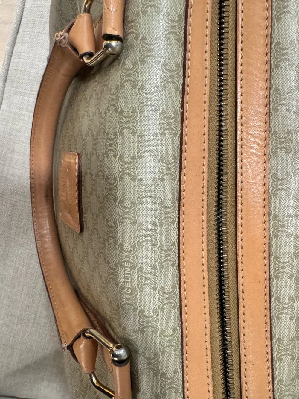 Vintage Celine Macadam Boston Bag — Brown Monogram Canvas